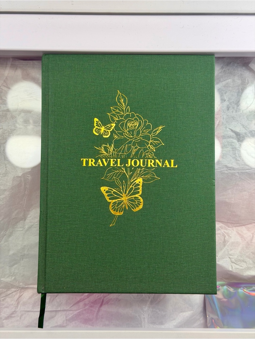 & Other Stories Green Travel Journal with Gold Foil Floral Design